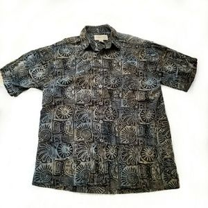 Johari West batik dye button down shirt large grey